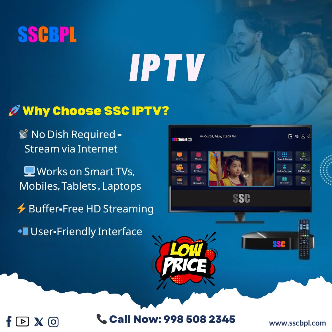 SSCBPL_OFFICIAL's tweet image. #SSCIPTV #NoDishNeeded #StreamSmart #IPTVIndia #HDStreaming #SmartTVChannels #TeluguEntertainment #InternetTV #CordCuttersIndia #FamilyTimeTV #SSCsmartTV #IPTVCombo #WatchMorePayLess