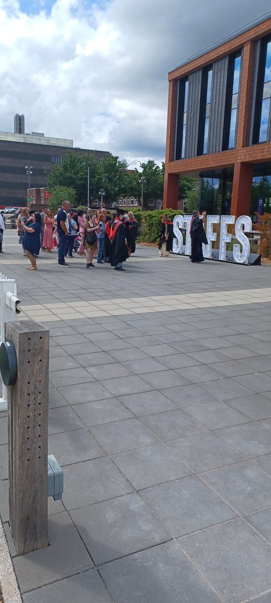 Lots of proud parents, grandparents, family, and friends enjoying graduation with the students. Lovely weather for them as well.