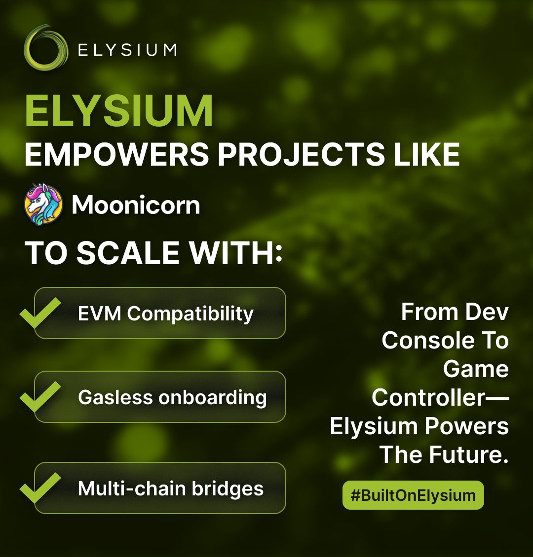 Elysium Blockchain (@elysium_vf) on Twitter photo Meet Moonicorn
Project Spotlight โ the magical Web3 gaming and rewards platform that's reshaping how crypto feels.
Powered by Elysium, <a href="/moonitomoon/">Moonicorn</a>  blends fun, real-time rewards, and gamified earning with seamless onboarding and multi-chain support.
๐ฎ Play. ๐ Smile. ๐ธ Meet Moonicorn
Project Spotlight โ the magical Web3 gaming and rewards platform that's reshaping how crypto feels.
Powered by Elysium, <a href="/moonitomoon/">Moonicorn</a>  blends fun, real-time rewards, and gamified earning with seamless onboarding and multi-chain support.
๐ฎ Play. ๐ Smile. ๐ธ