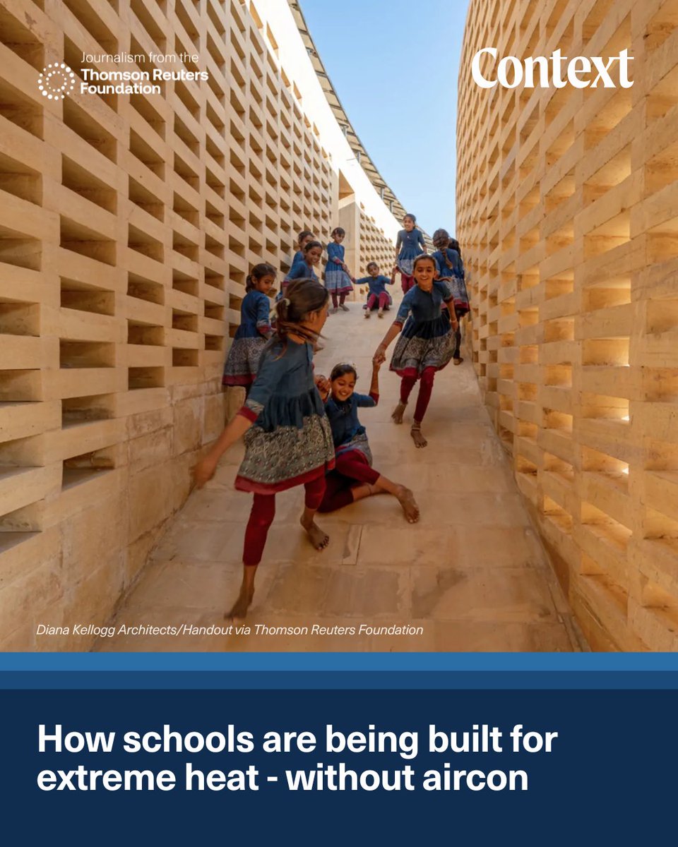 ContextNewsroom's tweet image. Innovative school designs are keeping classrooms cool in extreme heat—using clay, smart architecture, and local materials instead of air conditioning.
✍️ Emma Batha reports.
🔗 context.news/green-cities/h…