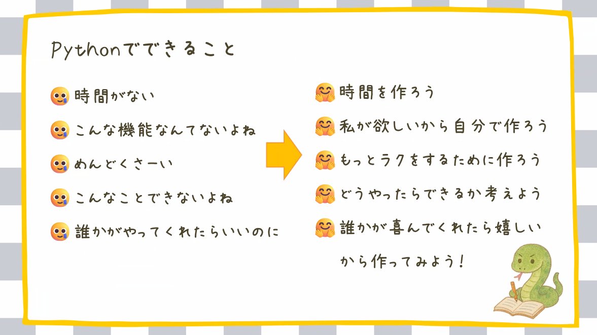 GasNao703's tweet image. Pythonでできること
#ノンプロ研 #Python講座