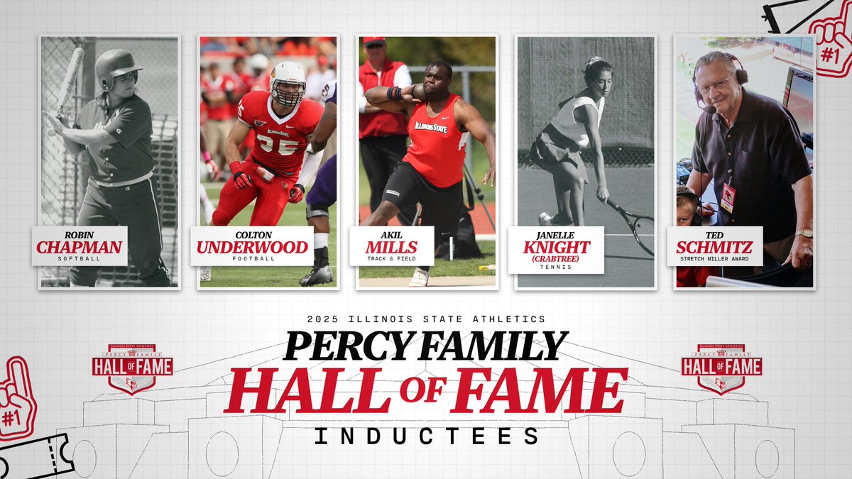 ISURedbirds's tweet image. Congratulations to the 2025 Illinois State Athletics Percy Family Hall of Fame inductees👏
MORE INFO → bit.ly/4eUuT3U