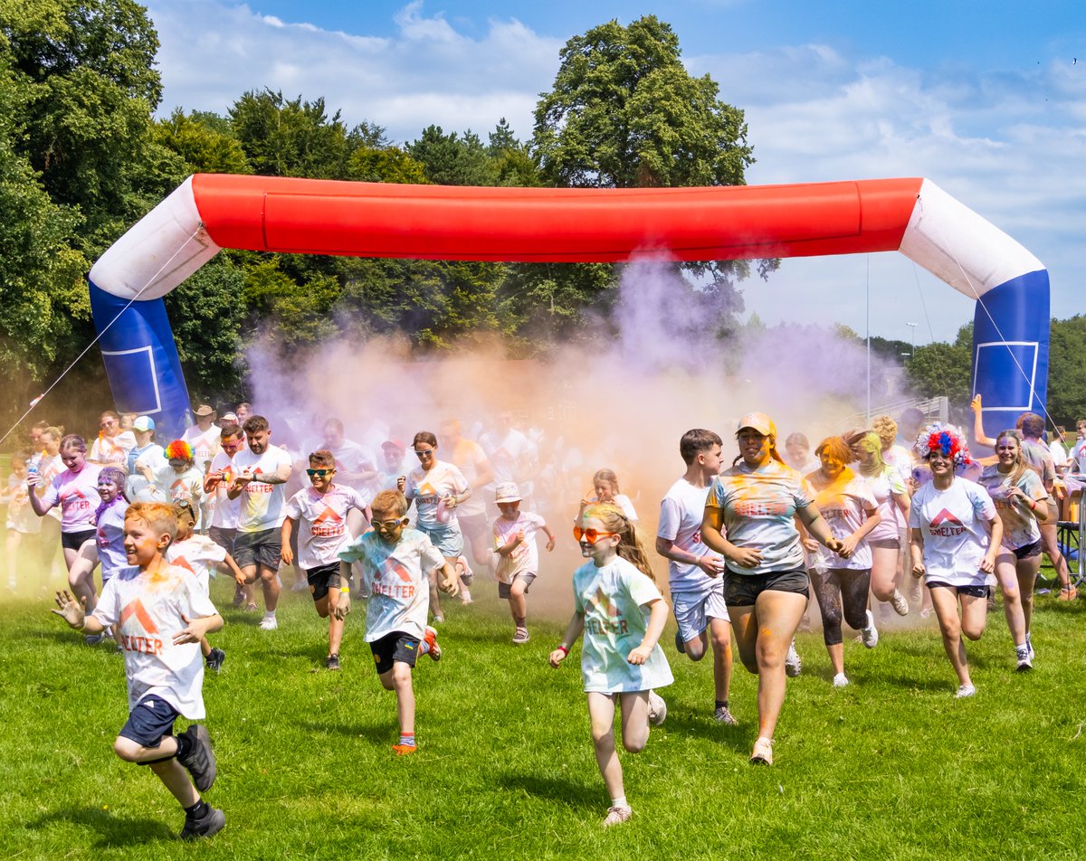 One colourful THANK YOU from our safe home to yours for the support at the Shelter Colour Run 2025.  Raising £11,200 to support <a href="/Shelter/">Shelter</a>'s vital work.  Thank you to our sponsors <a href="/Brsk_uk/">brsk</a> and <a href="/pcaltd/">Pierce Advisory & Accountancy Group</a> for literally throwing yourselves into the community spirit.  #RunForHome