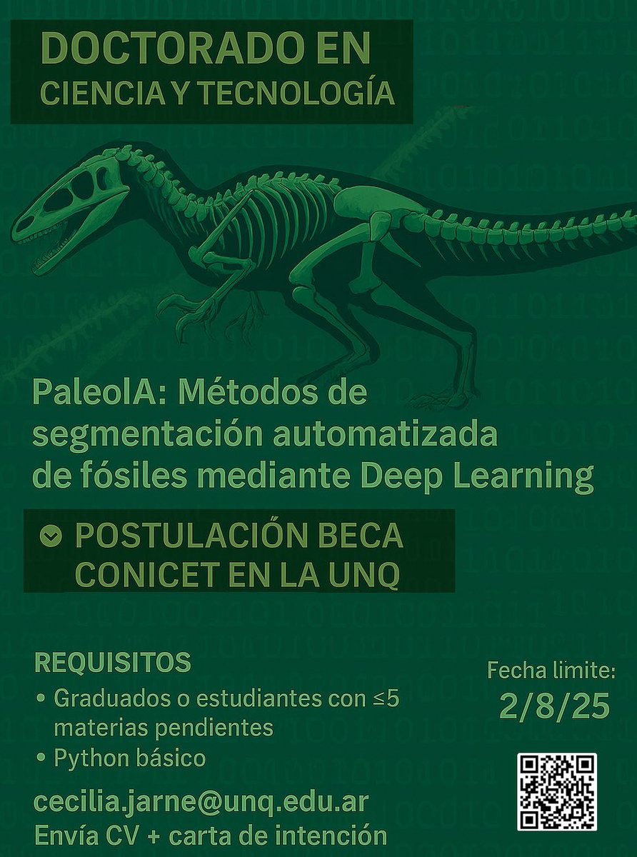 Búsqueda de Candidatxs para presentarse valientemente a Beca de CONICET. 💻🦖
Acá los requicitos👇

docs.google.com/document/d/1el…