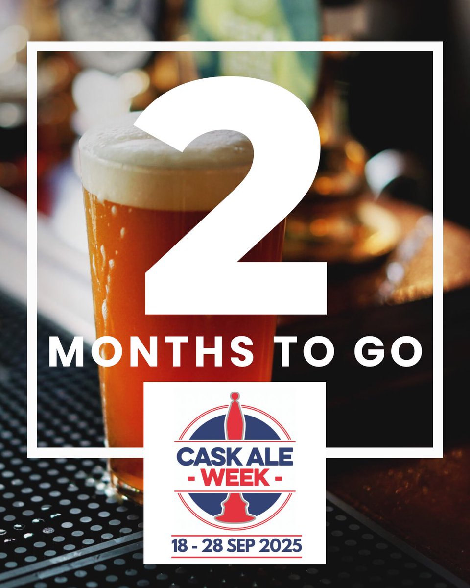 🍺 TWO MONTHS TO GO! 🍺

Cask Ale Week returns 18–28 September – the UK’s biggest celebration of cask beer!
 
🗺️ Check out the current events already featured 👉 caskaleweek.co.uk/map
 
#CaskAleWeek #SupportCask #CaskIsBack