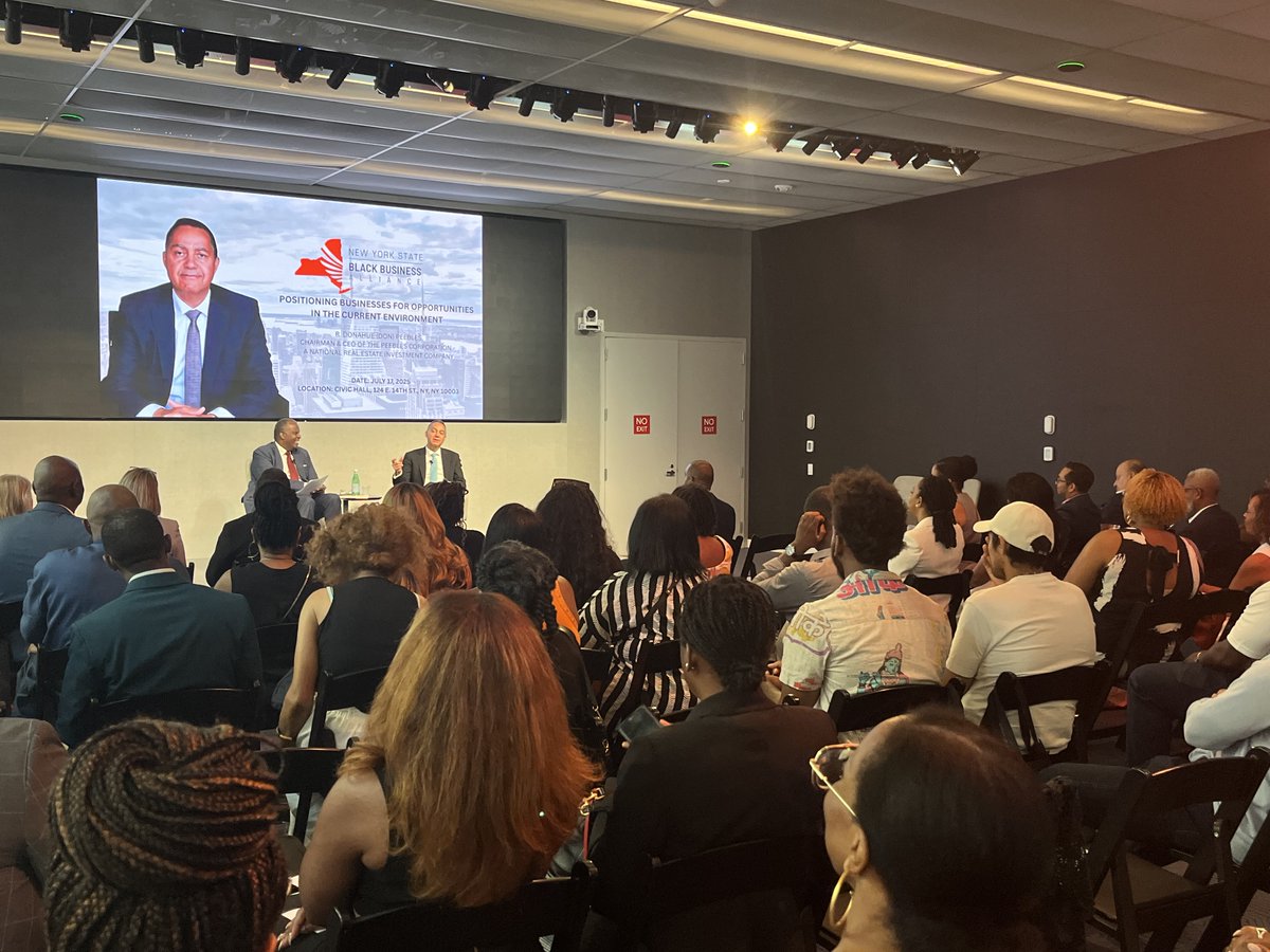 jimmalatras's tweet image. Big ideas and great stories yesterday at Civic Hall as Don Peebles joined NYSBBA’s John Harmon to talk MWBE success, politics, and the road ahead for Black-owned businesses.