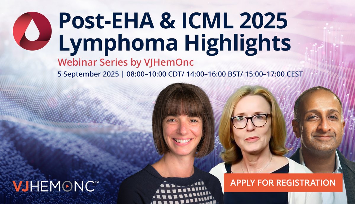 VJHemOnc (@vjhemonc) on Twitter photo Catch up on the latest breakthroughs in #HemOnc with our expert-led Post-#EHA2025 & #18ICML Highlights webinars <a href="/EHA_Hematology/">European Hematology Association</a> <a href="/icmlugano/">International Conference on Malignant Lymphoma</a>
The #Lymphoma session will be chaired by Dr Caron Jacobson & moderated by <a href="/CwynKate/">Kate Cwynarski</a> & Dr John Kuruvilla
REGISTER 👉 us06web.zoom.us/webinar/regist… Catch up on the latest breakthroughs in #HemOnc with our expert-led Post-#EHA2025 & #18ICML Highlights webinars <a href="/EHA_Hematology/">European Hematology Association</a> <a href="/icmlugano/">International Conference on Malignant Lymphoma</a>
The #Lymphoma session will be chaired by Dr Caron Jacobson & moderated by <a href="/CwynKate/">Kate Cwynarski</a> & Dr John Kuruvilla
REGISTER 👉 us06web.zoom.us/webinar/regist…