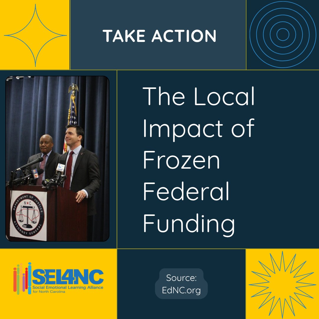 📣 NC schools are at risk of losing $165M in federal funding.
❌ 1,000+ jobs
❌ After-school, EL support, literacy &amp; teacher training programs
🔗 loom.ly/ixFDNv0
📞 Contact your reps 📣 Share this post🤝 Support SEL today!
✅ Invest in kids = invest in NC’s future!