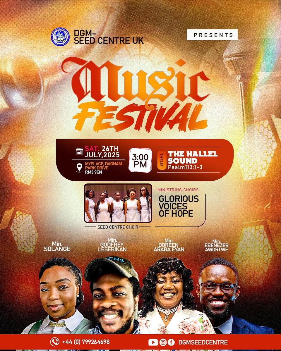 Join the Dispensational Gospel Mission UK SEED Centre @ MyPlace for a music festival on Saturday 26th July starting at 3pm 
#community #dgmseedcentreuk #hallelsound #havering