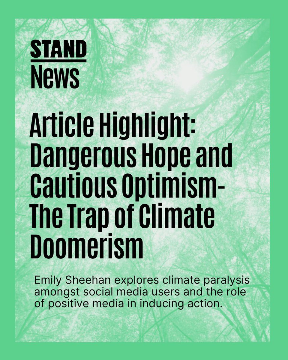 stand_ie's tweet image. STAND NEWS: ARTICLE HIGHLIGHT 💡

This week&apos;s article by Emily Sheehan examines paralysis around climate action and the need for positive media to counteract its presence.

To read more, you can head over to our STAND Newsroom.

#article #studentjournalism #studentwriting