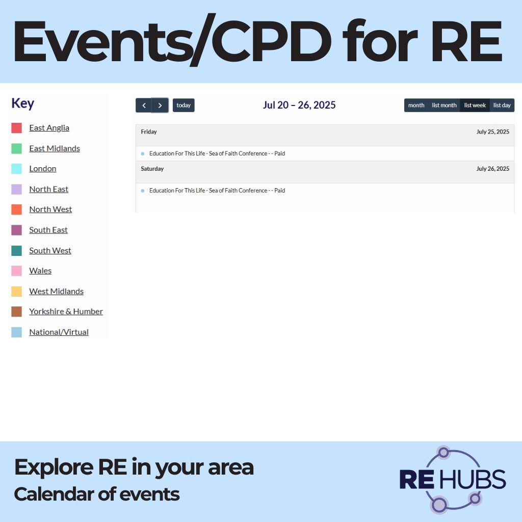 RE Hubs is packed with everything you need to explore RE in your area. We have lots of events, training and CPD listed which can be searched by date and region. These are our listed events for next week.

🔗 bit.ly/3GRgGbg