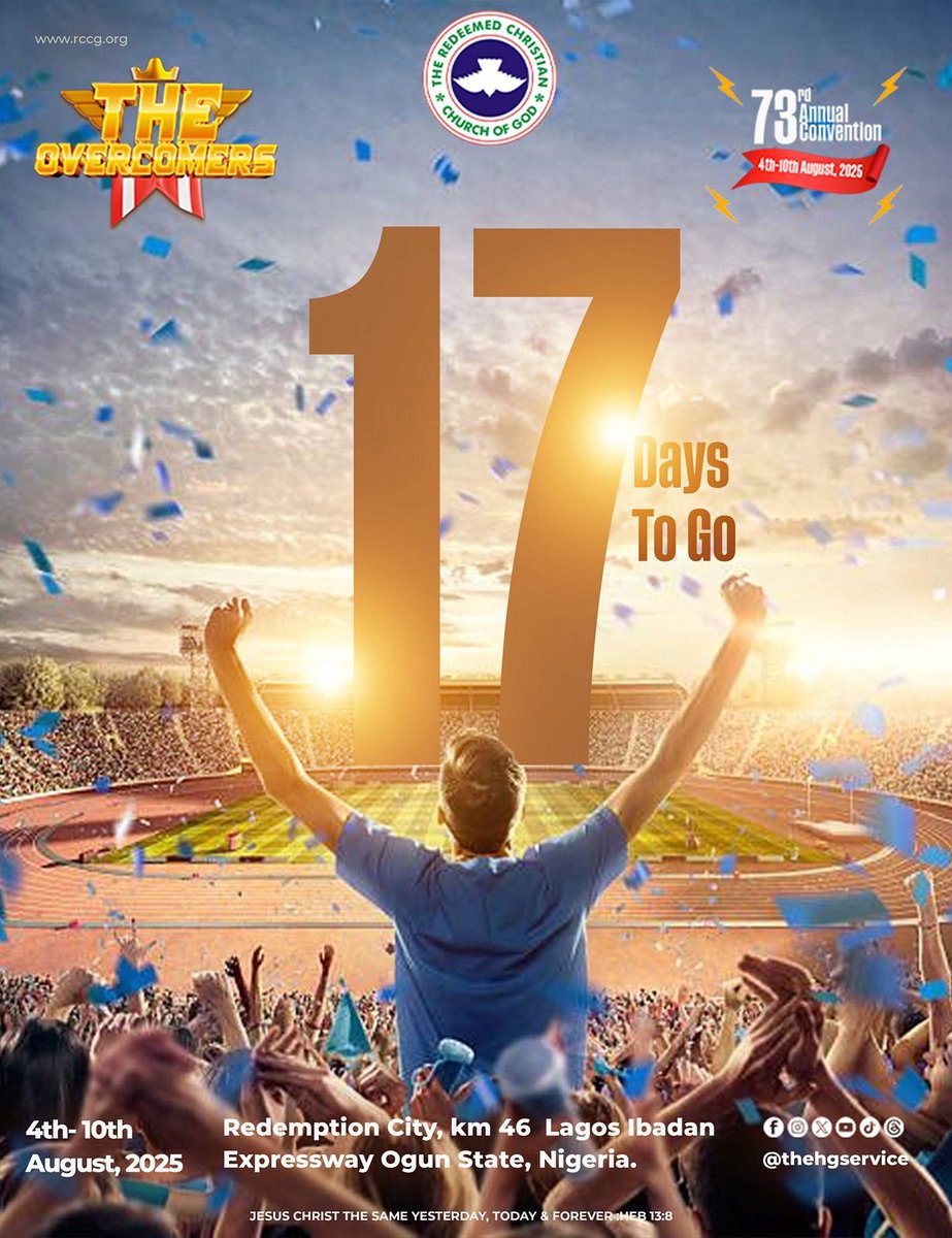 TheHGService's tweet image. 17 Days To Go!
Get ready to run your race and claim the victory that is already yours!
Do you not know that in a race all the runners run, but only one gets the prize? Run in such a way as to get the prize.— 1 Corinthians 9:24
We gather not as spectators, but as overcomers,…