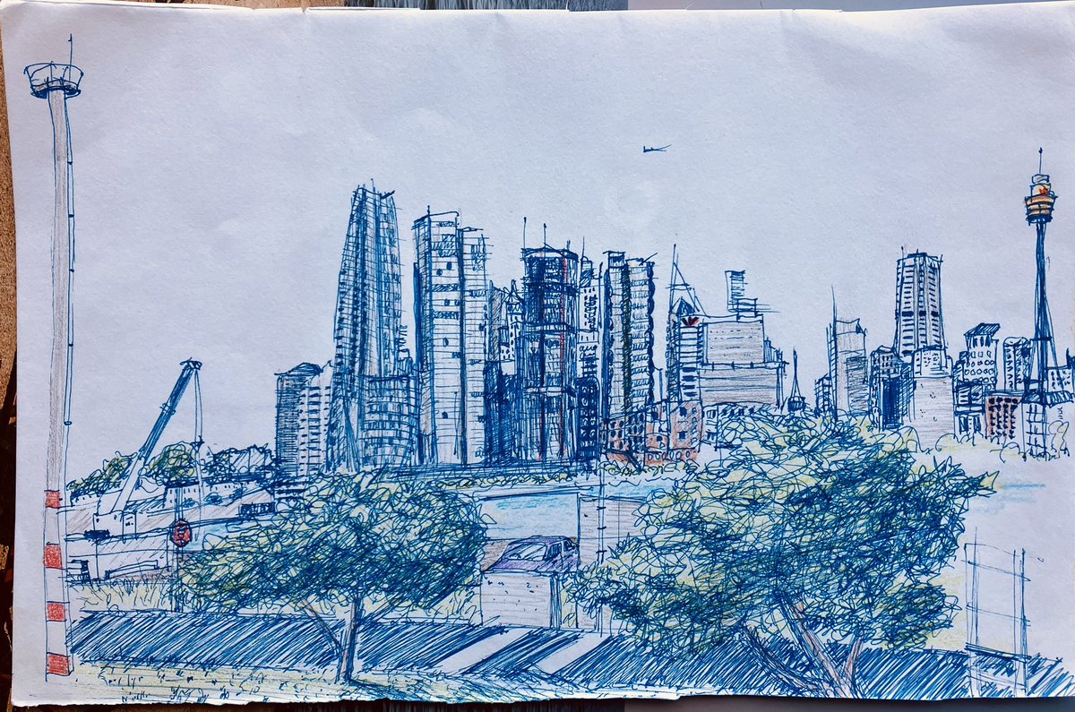 alexhouen's tweet image. I’m in #Sydney / Gadigal country, for the first time in years, staying near where I grew up. It’s wonderful to be back. Been sketching the view from my balcony to take it all in