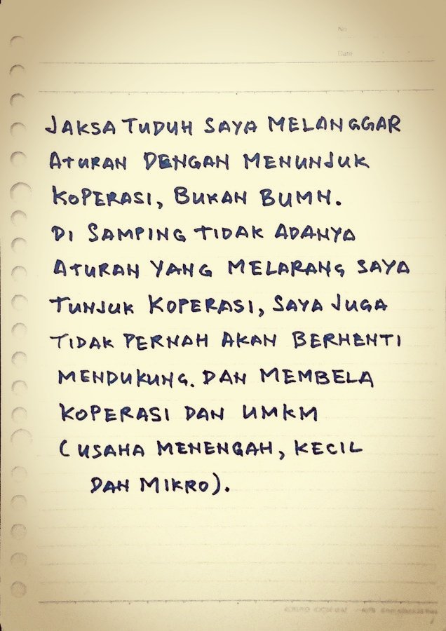 Surat Tom Lembong..