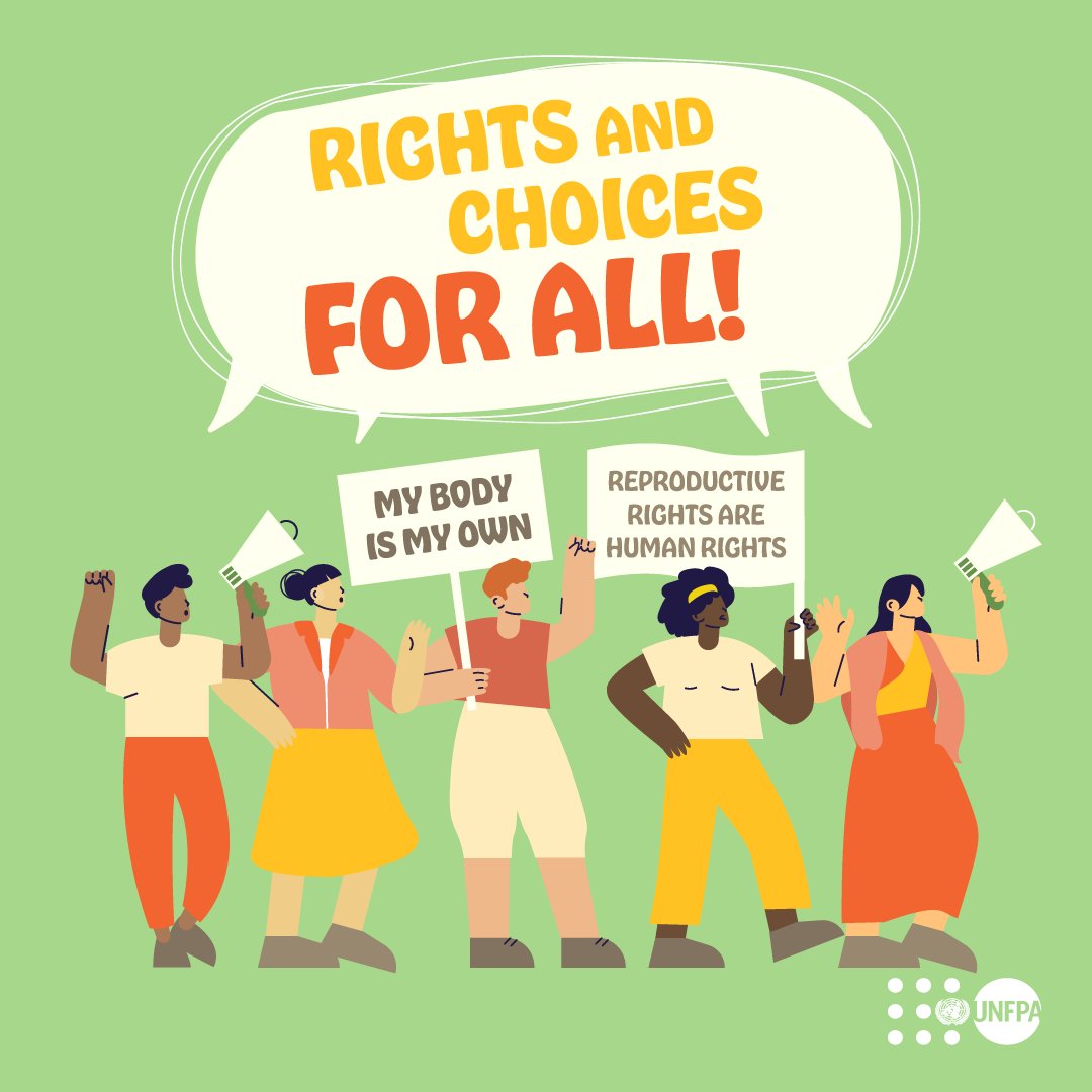 UNFPA's tweet image. 🗣️The only person who should make choices over your body and future is YOU.
Join @UNFPA—the @UN sexual and reproductive health agency—to help ensure that everyone is able to make their own choices: unf.pa/choices
#StandUp4HumanRights