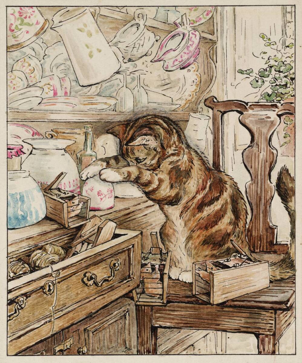 BtrixPotter's tweet image. Simpkin Housekeeping wikiart.org/en/beatrix-pot…