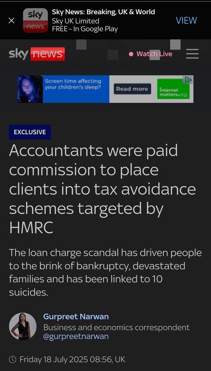 As revealed that accountants paid for recommending schemes to clients case for full #LoanChargeInquiry overwhelming.

#LoanChargeScandal devastates lives as victims let down by experts.

Thank you <a href="/gurpreetnarwan/">Gurpreet Narwan</a>, <a href="/SkyNews/">Sky News</a> and Richard for sharing story. 
x.com/SkyNews/status…