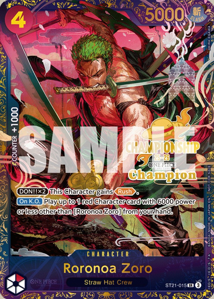 Finals prize card is a Zoro card with art by Akira Egawa 🤯🤯🤯

Locking in to the max