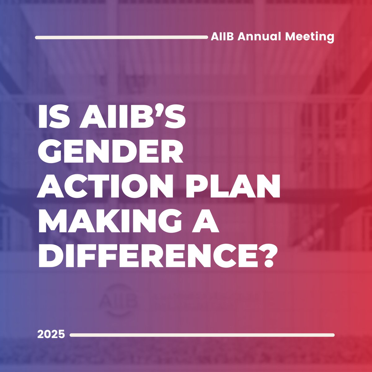 📉 8 months into <a href="/AIIB_Official/">AIIB</a> Gender Action Plan, civil society sees weaker gender integration.

👩‍💼 Without a full-time gender team, GAP risks becoming a mere checklist.

READ: tinyurl.com/ForumAIIB25