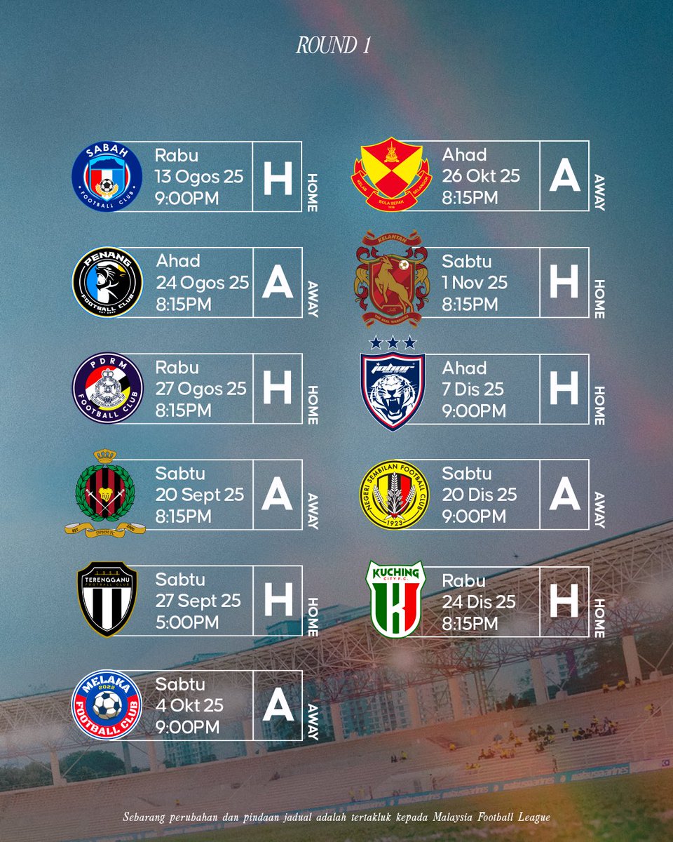 KLCityFootball's tweet image. The wait is over 🗓️ Our calendar of fixtures for season 2025/26 is ready! Plan your dates with your "scandal" now ✍🏻
#klcityfc #sampaimatikualalumpur #cityboys