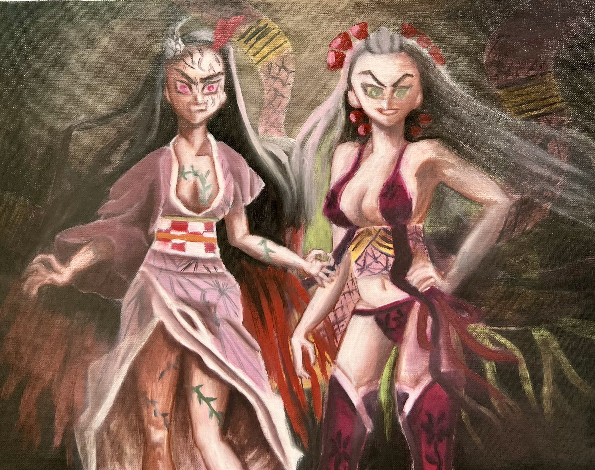 【希少品】OLGA SOLNTSEVA 油彩画 お正月の夜　ミクストメディア 希少品】OLGA SOLNTSEVA 油彩画 お正月の夜 ミクストメディア