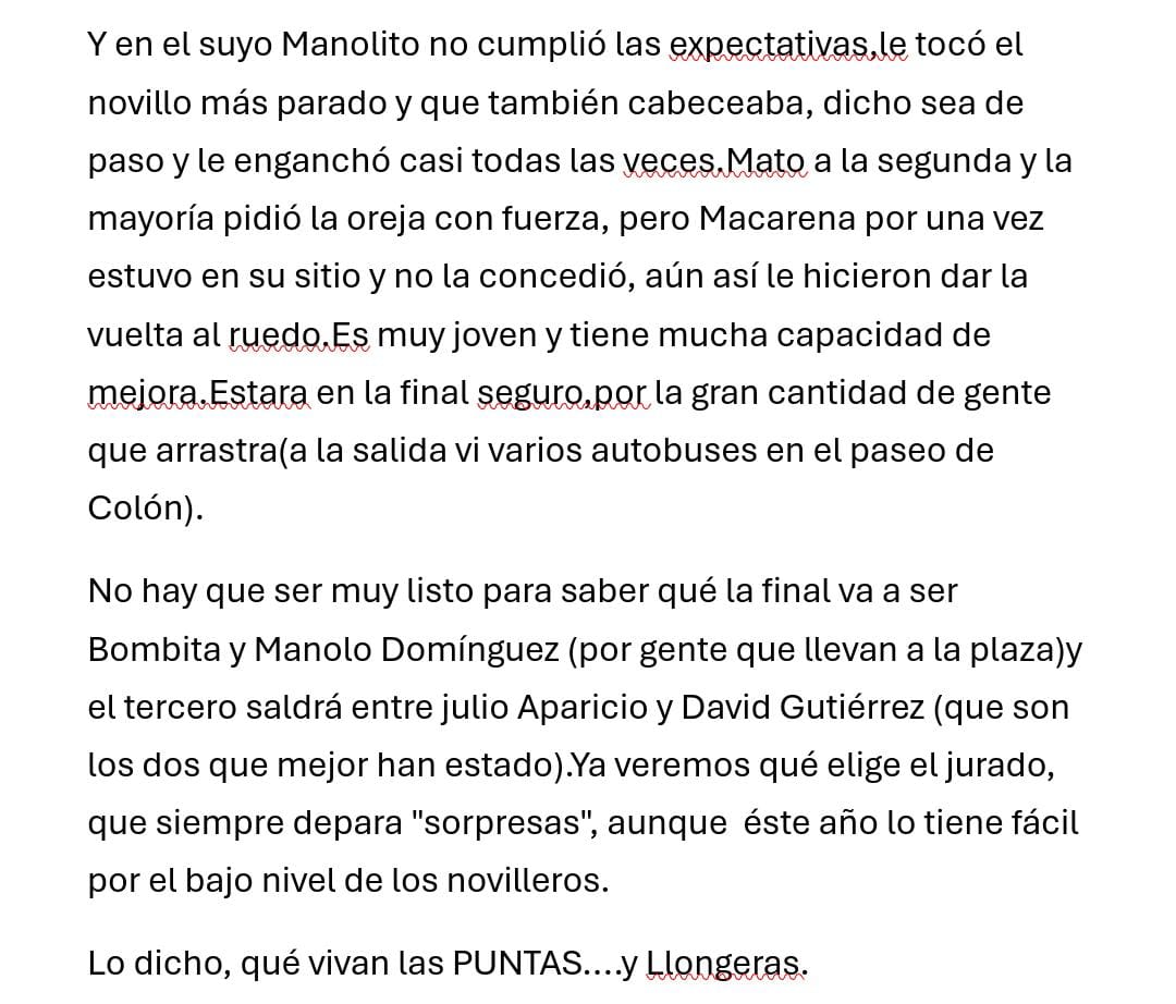 Crónica de un abonado de la Real Maestranza de Caballería de Sevilla.
17 de Julio de 2025 Sevilla Nocturna
Fuera de Abono Erales de Las Monjas para El Gali, Agustín de Antonio, Jaime Padilla, Manuel Díaz, Julio Aparicio y Manuel Domínguez.