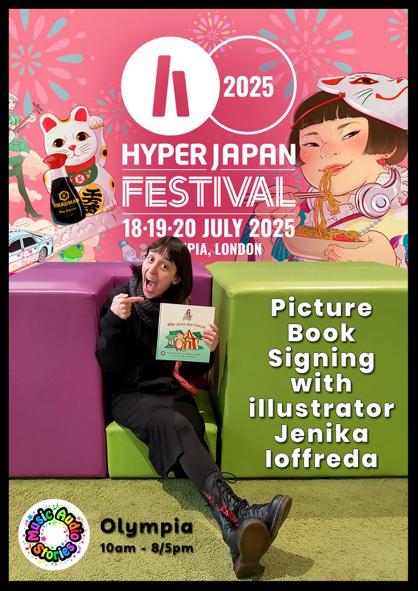 Music Audio Stories (@musicaudiostory) on Twitter photo ⭐#HyperJapanFestival⭐
Today and this weekend, our picture book, Billy Joins the Circus, will be at #OlympiaLondon! 🎉
Meet illustrator <a href="/jenikaioffreda/">jenika ioffreda</a>, get a signed copy and chat with her about the book.
Info ➡️ hyperjapan.co.uk/festival
#Thisweekend #hyperjapan #festival ⭐#HyperJapanFestival⭐
Today and this weekend, our picture book, Billy Joins the Circus, will be at #OlympiaLondon! 🎉
Meet illustrator <a href="/jenikaioffreda/">jenika ioffreda</a>, get a signed copy and chat with her about the book.
Info ➡️ hyperjapan.co.uk/festival
#Thisweekend #hyperjapan #festival