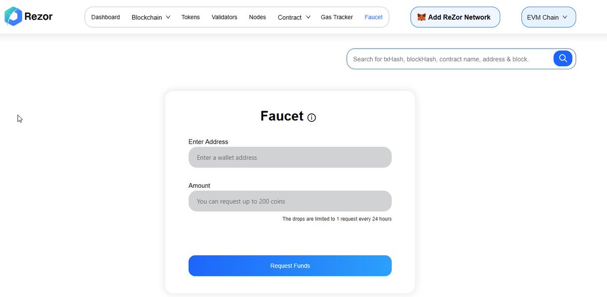 Dont forget that if you want to play with Rezor TestNet, you can claim 200 RZR on daily base from faucet

You just put your address and amount and you will get them.

Keep in mind that these RZR are just on the testnet.