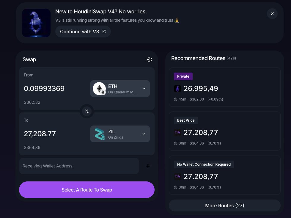 0xCypherPeak (@0xcypherpeak) on Twitter photo It is amazing to see that one can now seamlessly swap from so many different chains/assets directly to Zilliqa and this in both ways! This truly marks a new milestone for our ecosystem reducing dependency on existing few bridges. <a href="/HoudiniSwap/">Houdini Swap</a> It is amazing to see that one can now seamlessly swap from so many different chains/assets directly to Zilliqa and this in both ways! This truly marks a new milestone for our ecosystem reducing dependency on existing few bridges. <a href="/HoudiniSwap/">Houdini Swap</a>