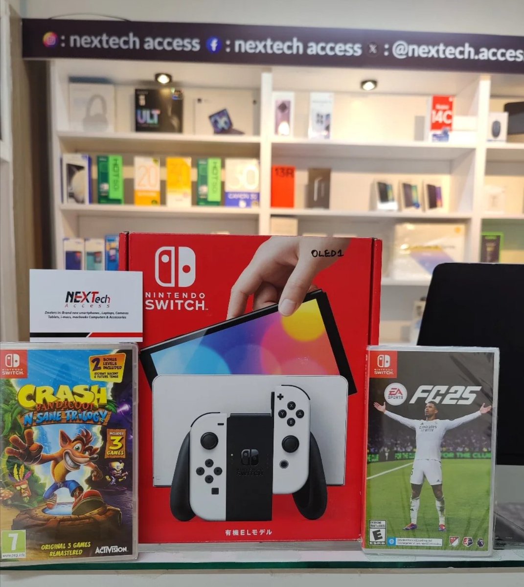 NextechAccess's tweet photo. Nintendo switch OLED @34990
Contact 0708579456 /0748153576
Specs
Display: 7-inch OLED screen, 1280x720 resolution
Storage: 64GB internal storage (expandable with microSD cards).
CPU/GPU: NVIDIA Custom Tegra
Wireless: Wi-Fi (802.11 a/b/g/n/ac compliant)
#trending
#museveni https://t.co/z4JY4BTo26
