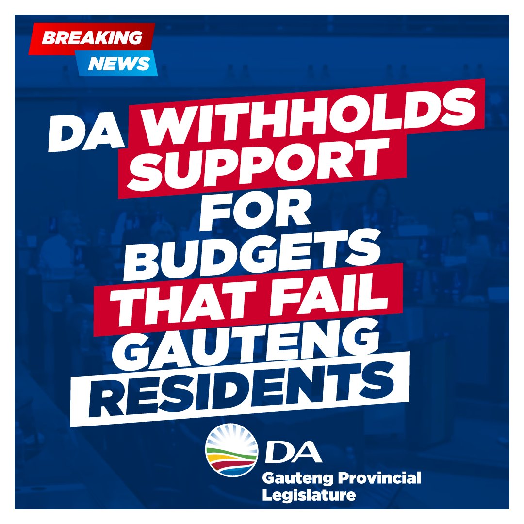 DA_GPL's tweet image. 🧾 DA rejects five failing budgets: Premier, Education, Agriculture, Environment, Sports
The DA in Gauteng refuses to support budgets that fail our people.
#DAatWork #RescueSA #DA_GPL #Budget2025 #GautengDeservesBetter @SollyMsimanga
Read more: open.substack.com/pub/dagpl/p/da…