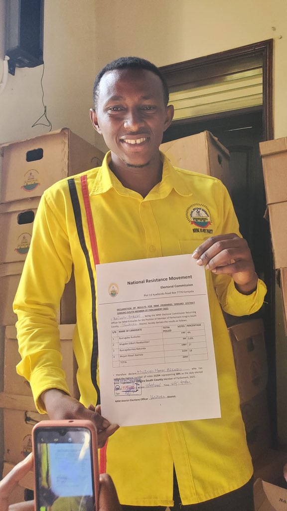 suethereporter's tweet image. Mali Mujuni Asensio defeates Hon Alex Bakunda as a NRM flag bearer Isingiro South Member of Parliament 2026/2031
#nrmprimaries2025
#NRMDecides
#ising