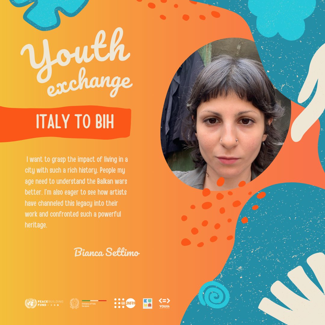 UNFPABiH's tweet photo. 🌟Italian Youth Exchange in Sarajevo 🇮🇹🇧🇦
Here comes the second group of participants!
These 4 inspiring young people will join us to reflect on peace, memory, and creativity.
@UNPeacebuilding @italyinbih @KumaInternation
#FutureisYOUth #YouthExchange2025 #Y4IET #MovingUsCloser https://t.co/Rgi6Ic5pof