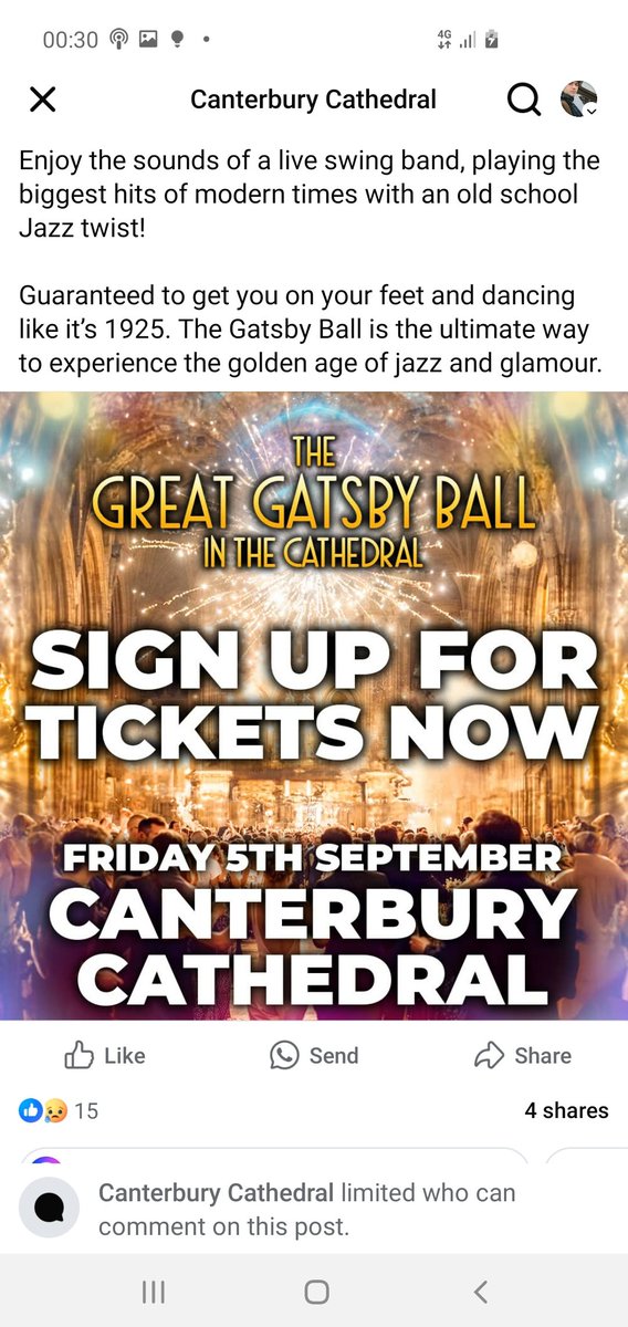 BijanOmrani's tweet image. I've seen a number of adverts for "Great Gatsby Balls" in various cathedrals including Canterbury, Guildford, Coventry. Isn't this a bit cringe, so to speak? I know the cathedrals are cash strapped, but this is a bit much.