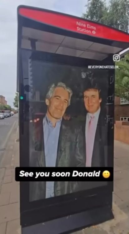 Bus hoardings, billboards and signage are starting to go up to welcome #Trump to #England …