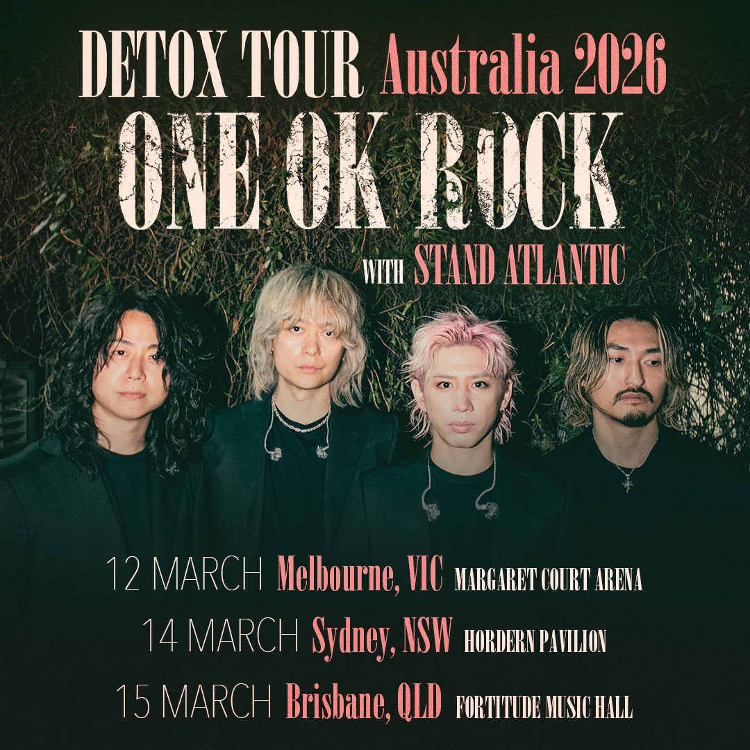 Sepsakon's tweet image. ONE OK ROCK ประกาศทัวร์ที่ออสเตรเลีย จำนวน 3 โชว์ ได้แก่ เมลเบิร์น (12 มีนาคม), ซิดนีย์ (14 มีนาคม) และบริสเบน (15 มีนาคม) ซึ่งจะจัดในปี 2026