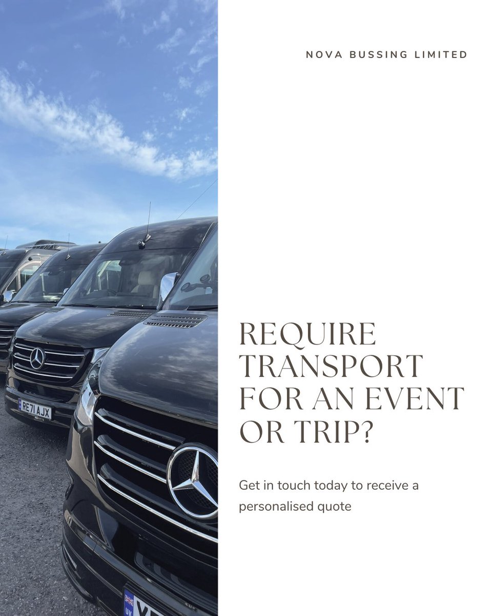 NovaBussing's tweet image. A New Week,Awaits! 🚐
Planning a special event, corporate trip, wedding, or luxury getaway?
Whether it’s a sleek minibus or coach, we’ve got the vehicle to match your occasion

📧 info@novabussing.co.uk
📞 0800 6444 118
🌐 luxury-minibuses.co.uk

#LuxuryTravel #EventTransport