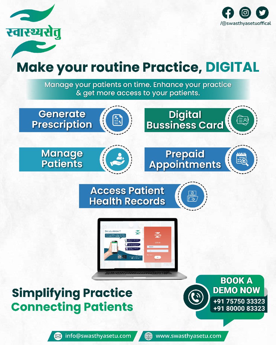 📷Digitize Your Clinic with Swasthya Setu
Manage prescriptions,appointments,and patient records—all from one smart dashboard.
Simplify your daily practice and stay connected with your patients.
📷Book Your Free Demo Today!
📷+91 75750 33323 +91 80000 83323
#OPDManagement #Clinic