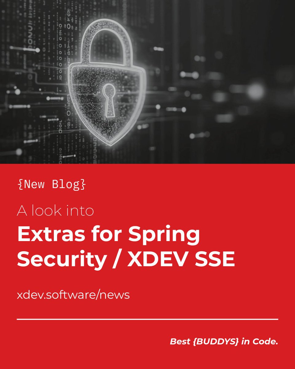 XDEVSoftware's tweet image. Check out our latest blog post on XDEV SSE! 🔐 Learn how our extension for #SpringSecurity simplifies OAuth2/OIDC handling, improves security, and integrates seamlessly with #Vaadin. 
Dive into the code &amp;amp; discover its features: xdev.software/news
 
#Java #OpenSource