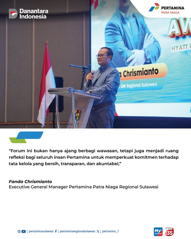 pertamina_7's tweet photo. 🔍 Waspada, Bersinergi, Berintegritas!
Pertamina Patra Niaga Regional Sulawesi menggelar Fraud Awareness Session sebagai upaya memperkuat budaya antikorupsi dan tata kelola yang baik.

💡 Kegiatan ini turut menghadirkan strategi sinergi bersama Kejaksaan, BPKP, dan PT Pertamina (Persero) untuk meningkatkan kewaspadaan terhadap potensi penipuan dan memperkuat komitmen, integritas di lingkungan kerja.

Bersama kita wujudkan #PertaminaBersih, #KerjaDenganIntegritas! 💪

#PertaminaSulawesi
#PertaminaPatraNiaga
#energizingyourjourney