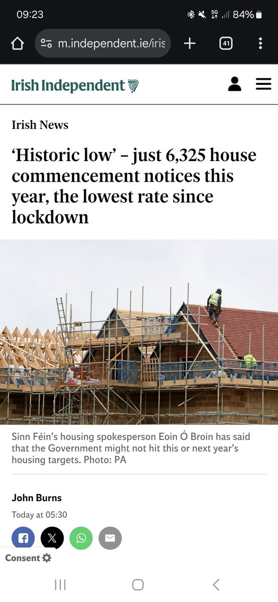 RoryHearneGaffs's tweet image. Days out from the general election last November housing commencements were up 62%
Now, just six months after the general election...
Housing commencements figures collapse
This dishonest Government misled the public & cooked the books on housing figures to win the election!