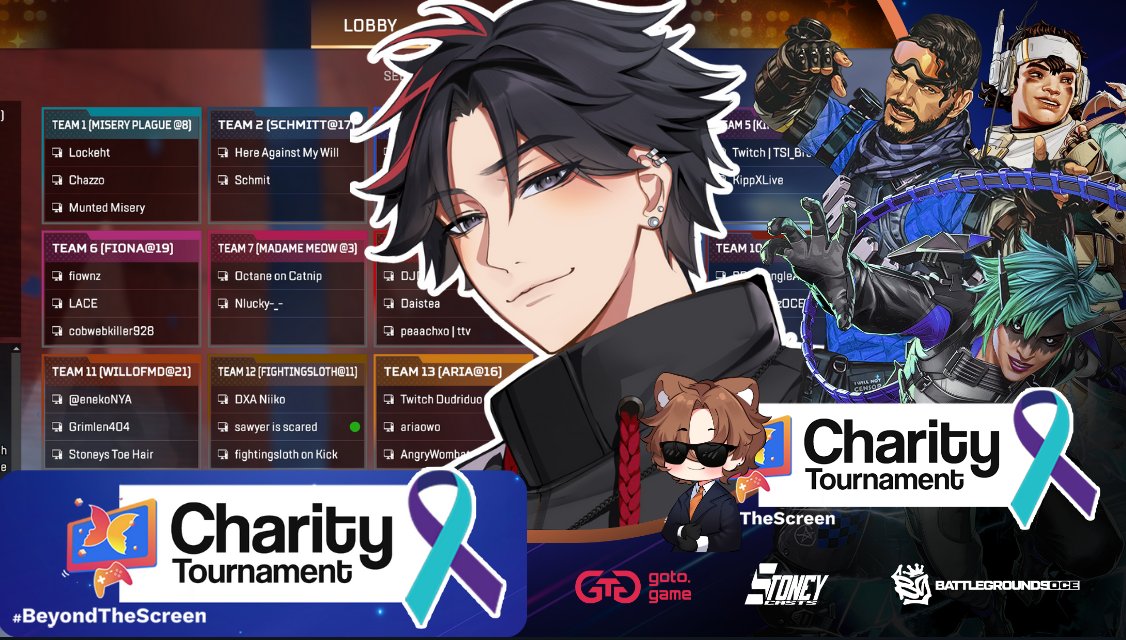 🟡 LIVE 
Playing in an Apex Legends Charity tournament with <a href="/tigeraxd/">Tigeraxd 🐯</a> &amp; @/mythoce hosted by <a href="/Stoneycasts/">StoneyAU</a> 

[Link in comments]