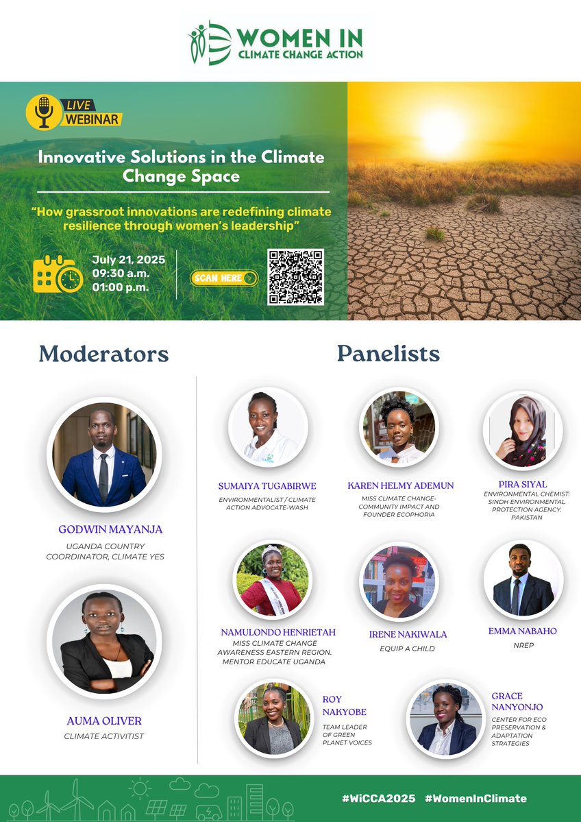 GggiUganda's tweet image. 🌿 Join us for a session on women-led innovations in the climate change space.
📅 Date: July 21, 2025
🕘 Time: 9:30 AM – 1:00 PM EAT
🔗 Register here: events.teams.microsoft.com/event/ea863e7c…
#WiCC2025 #WomenInClimate #GreenGrowth #ClimateAction #YouthInAction