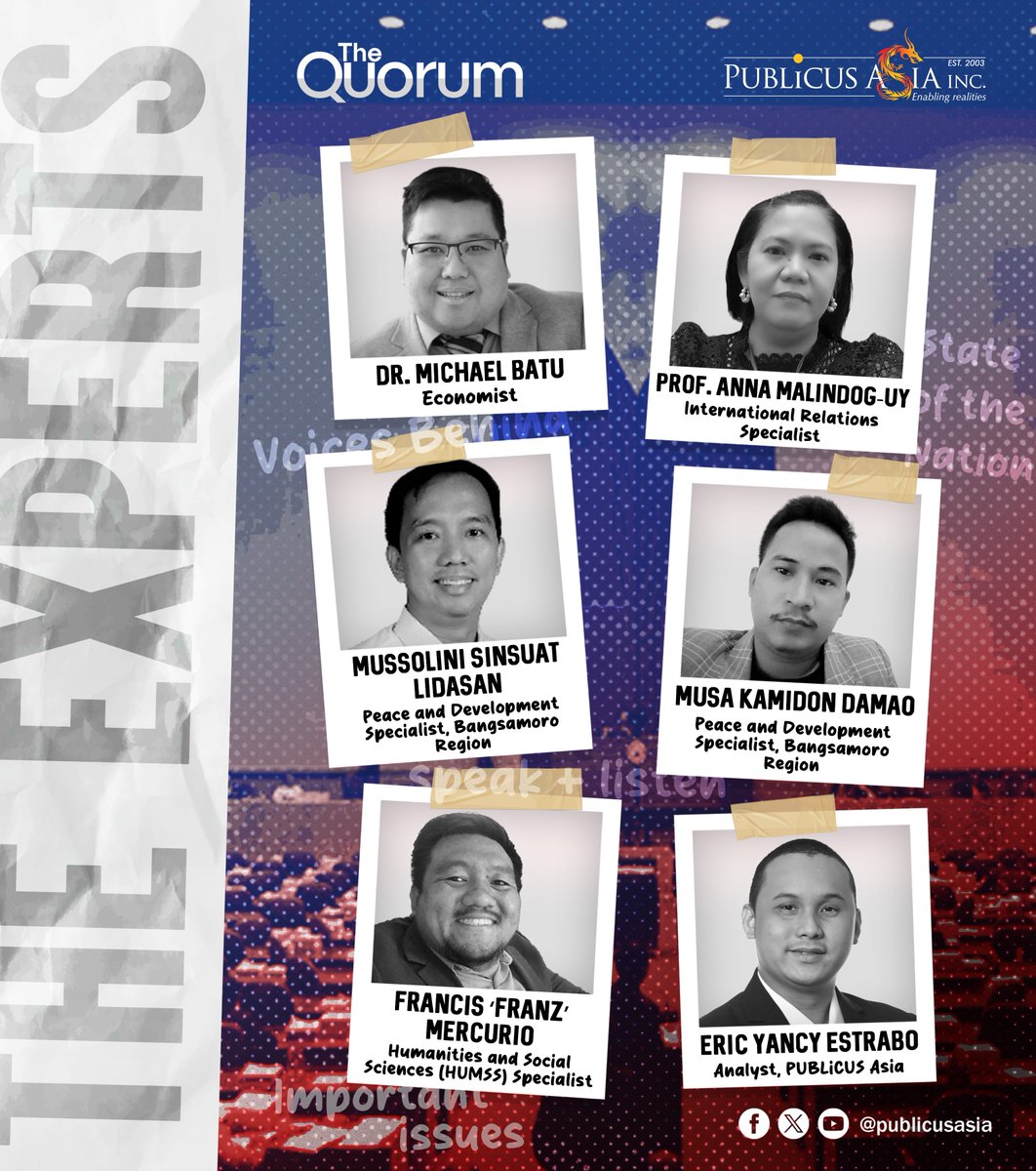 publicusasia's tweet image. 🎤 Meet the Voices Behind the Briefing!
Before the President speaks, we listen to the people first.
Samahan ang ating expert panel sa #TheQuorum kung saan bubusisiin at tatalakayin nila ang pinakamahahalaga, pinakamainit, at pinaka-kontrobersyal na isyu bago ang #SONA2025
From…