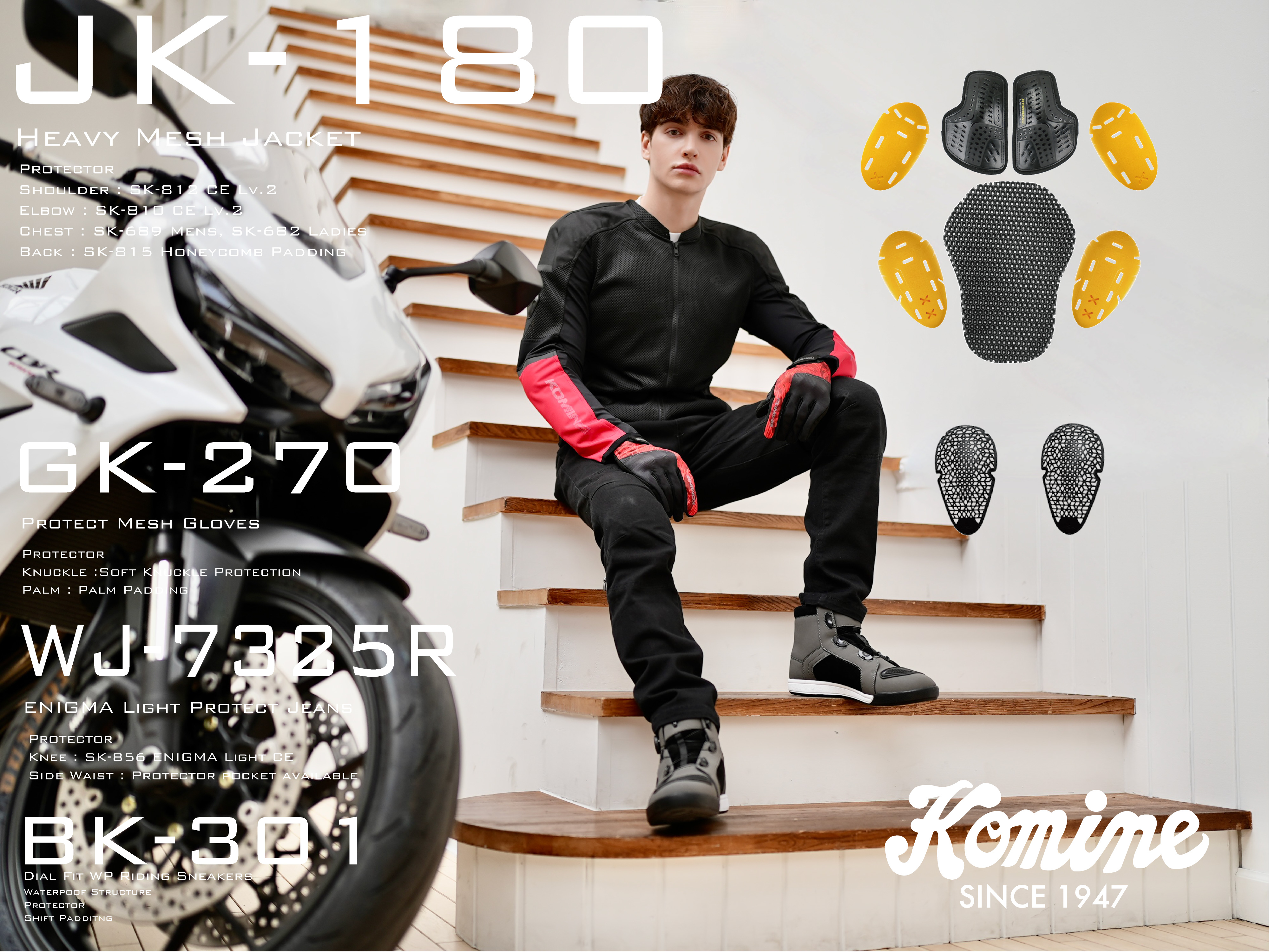 ラスト一点 定価16752円 KOMINEメッシュジャケットXLホワイトブラック Komine Co.,ltd.＜Official＞ / 株式会社コミネ ＜公式