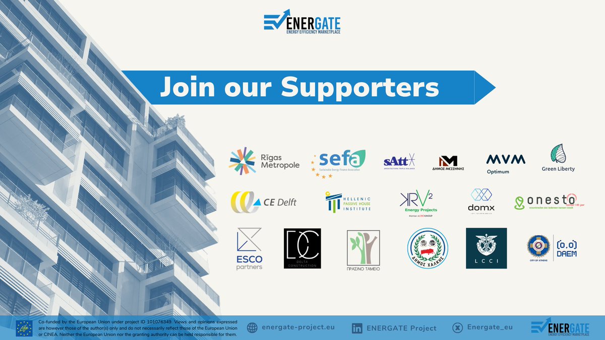 Energate_eu's tweet image. 🌍 Meet the 17 incredible supporters of the ENERGATE Project, municipalities, companies & institutions powering Europe’s energy transition! 🚀
Explore more: energate.epu.ntua.gr
#energate_eu #LIFEAmplifier #LIFEProgramme #CINEA