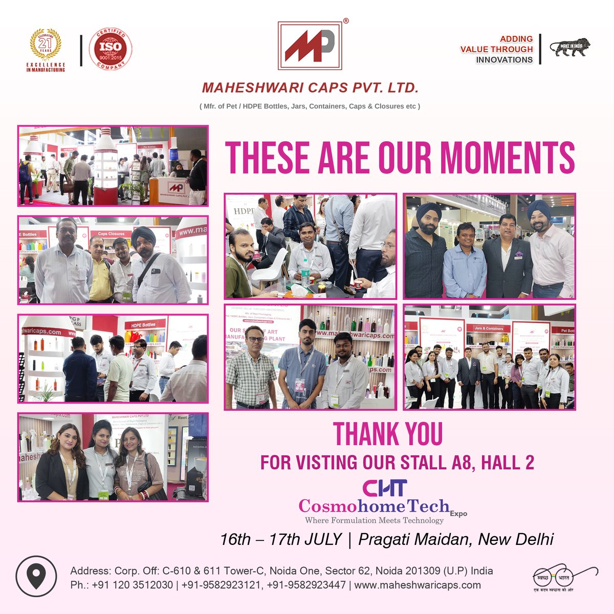 maheshwaricap's tweet image. Thank you for making #CosmoHomeTech2025 a memorable success! 💫
It was a pleasure connecting with you all at Stall A8, Hall 2 – Pragati Maidan, New Delhi.
Let’s keep innovating together! 💡
#MaheshwariCaps #PackagingSolutions #B2BExpo #PragatiMaidan #CosmoHomeTech