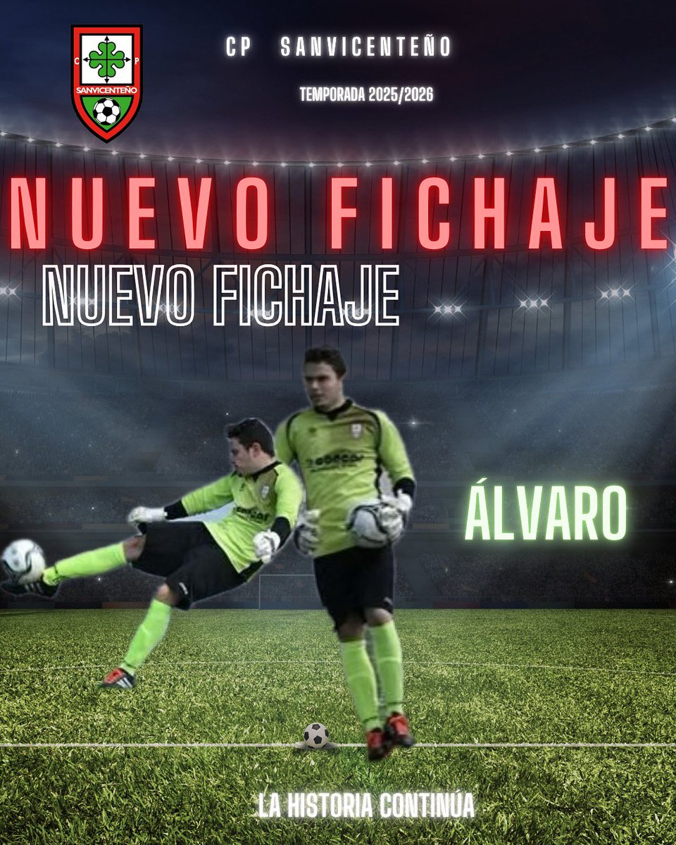 ✅ NUEVO FICHAJE

⚽️Álvaro 

Tras varios años de ausencia, Álvaro vuelve a vestirse de blanco. 
Regresa con más experiencia, las mismas ganas de siempre y una ilusión intacta por defender este escudo.

Porque hay lugares a los que uno siempre vuelve… y Álvaro vuelve al suyo.