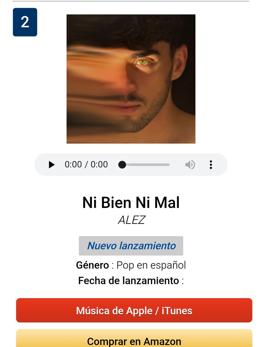 Ni bien ni mal single de <a href="/Alexmrq2/">ALEZ💙</a> ha sido número 1 en iTunes  España esta noche, ahora mismo está en el puesto número 2.

Gracias por darle tanto amor 💙💙