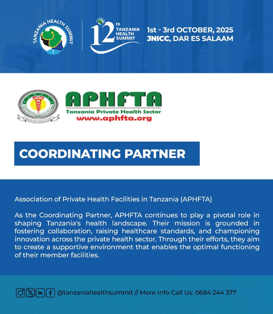 olomy13's tweet image. As Coordinating Partner, APHFTA @aphfta1 helps improve Tanzania’s health sector by encouraging teamwork, raising care standards, and promoting new ideas. We are excited to have them at the #THS2025 @TzHealthSummit, where they inspire change and collaboration.
#HealthInnovation